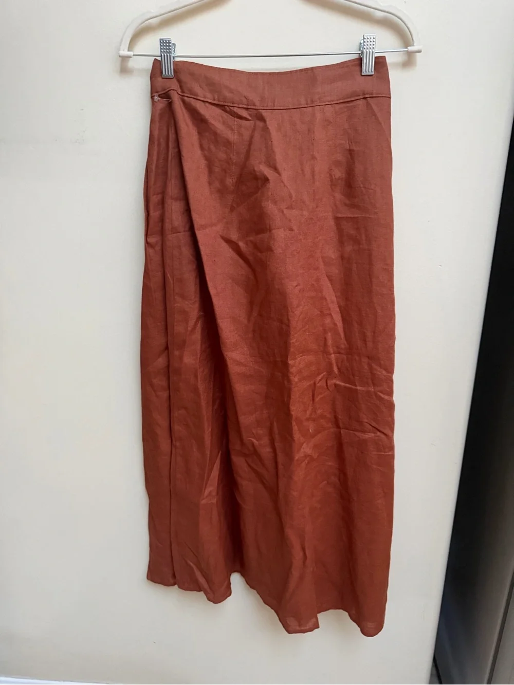 NWT Anthropologie Linen Wrap Midi Skirt in Cedar